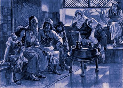 Job og hans familie av J James Tissot - Bibelen av James Jacques Joseph after Tissot