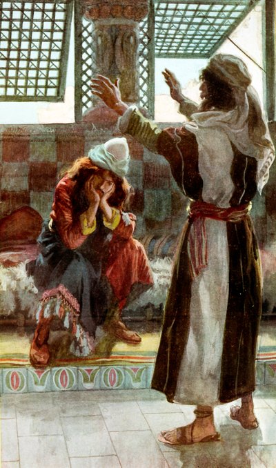Nathan bebreider David av J James Tissot - Bibelen av James Jacques Joseph after Tissot