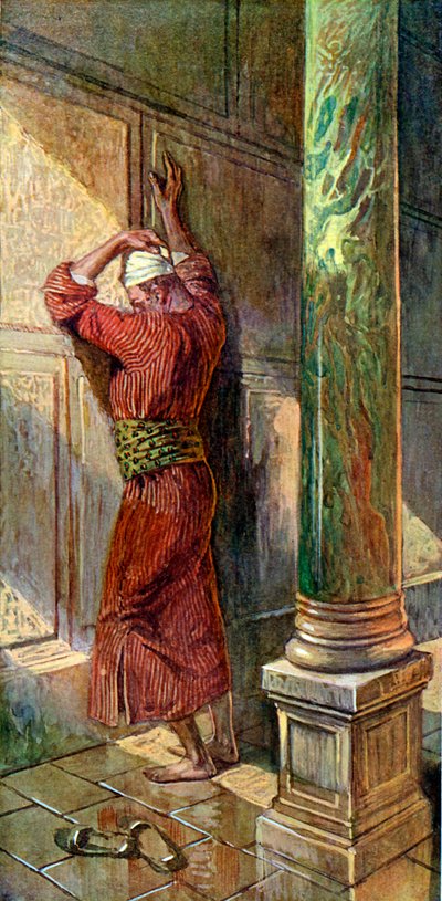 Praying in the temple av J James Tissot - Bibelen av James Jacques Joseph after Tissot