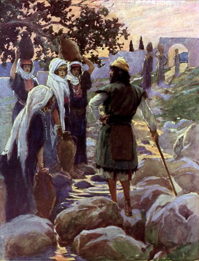 Saul stiller spørsmål ved de unge jomfruene av Tissot -Bibelen av James Jacques Joseph after Tissot