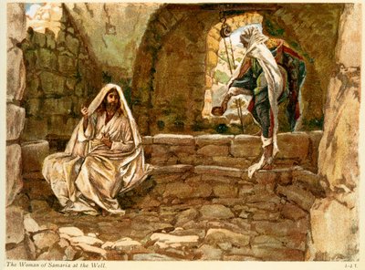Kvinnen i Samaria ved brønnen - St John - Bibelen av James Jacques Joseph after Tissot