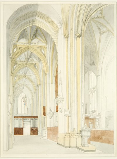 Interiør i Bristol Cathedral (uferdig) av James Johnson