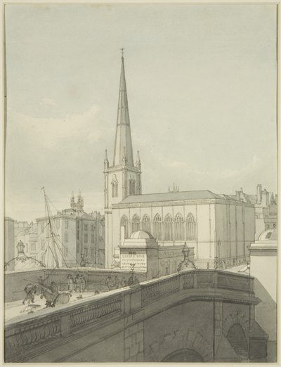 St Nicholas Church og en del av Bristol Bridge av James Johnson