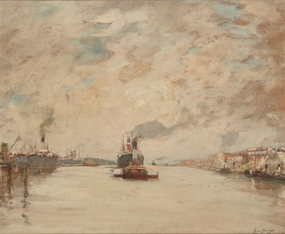 Westering Sun, River Clyde (olje om bord) av James Kay