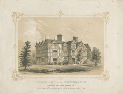 Bushbury - Moseley Old Hall: litografi og [?1700-tallet] av James Kellaway Colling