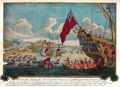 Landingen av tropper fra New England på øya Cape Breton for å angripe Louisbourg, 1747 av James L. Brooks