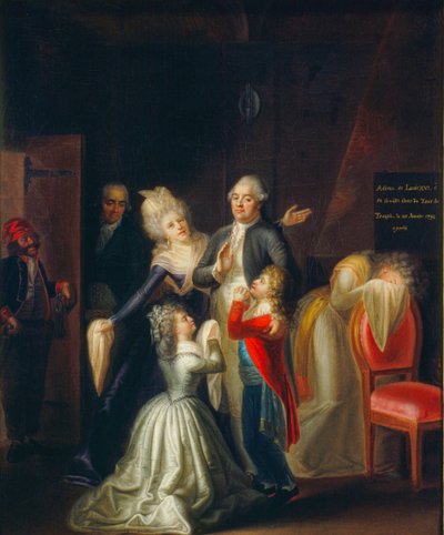 Jean-Jacques Hauers «Ludvig XVIs siste avskjed med familien» skildrer ... av James L Stanfield