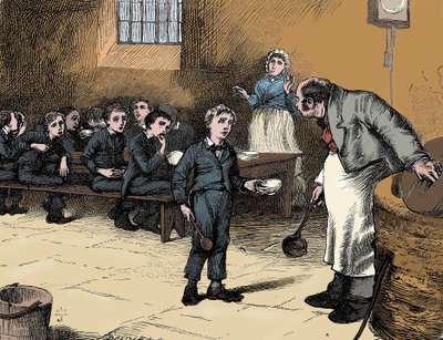 Scene fra Oliver Twist av Charles Dickens, 1836 av James Mahoney