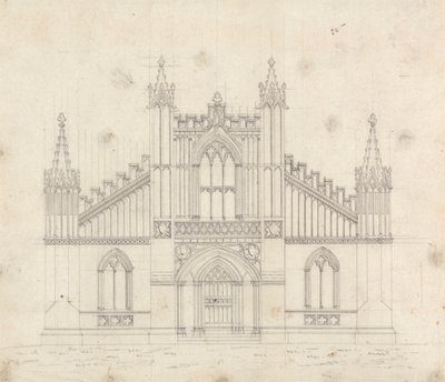 Forberedende tegning for design 11, plate 9 av A Collection of Designs for Rural Retreats av James Malton