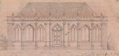 Forberedende tegning for design 20, plate 18 av en samling av design for landlige retreater av James Malton
