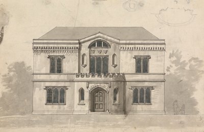 Forberedende tegning for design 9, plate 6 av A Collection of Designs for Rural Retreats av James Malton