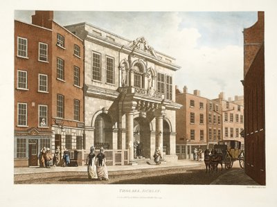 Tholsel, Dublin, 1798 (håndfarget gravering) av James Malton