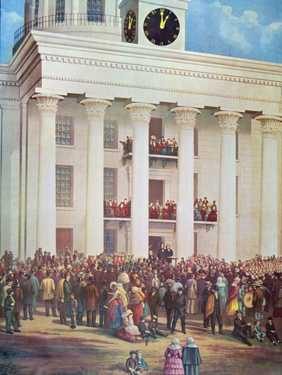 Innvielse av Jefferson Davis i Senate House, Montgomery, Alabama av James Massolon