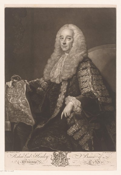 Portrett av Robert Henley Robert Lord Henley Baron of Grainge (tittel på objekt) av James McArdell