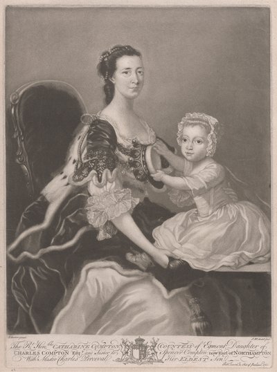Den rette ærede Catherine Compton..., grevinne av Egmont..., med mester Charles Perceval hennes eldste sønn av James McArdell