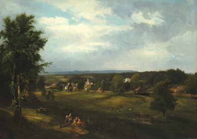 Landsbyscene nær Albany, New York, 1850. av James McDougal Hart