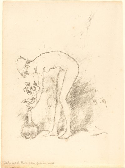En nakenmodell som arrangerer blomster av James Abbott McNeill Whistler