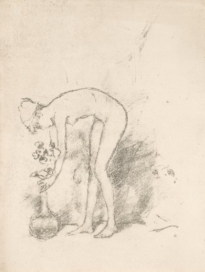 En nakenmodell som arrangerer blomster av James Abbott McNeill Whistler