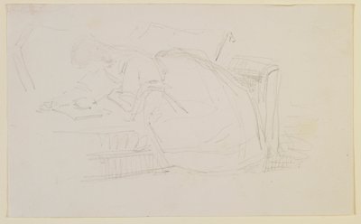 En jente lener seg tilbake på en sofa og leser av James Abbott McNeill Whistler