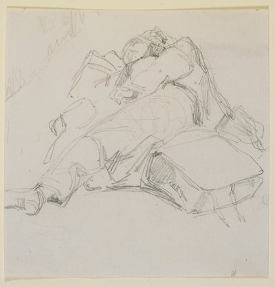 En mann som sov på en haug med bagasje av James Abbott McNeill Whistler