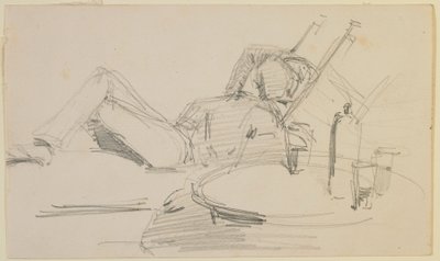 En mann tilbakelent på en seng av James Abbott McNeill Whistler