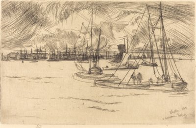 Amsterdam fra Tolhuis av James Abbott McNeill Whistler