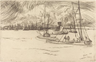 Amsterdam fra Tolhuis av James Abbott McNeill Whistler