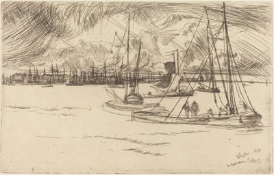 Amsterdam sett fra Tolhuis av James McNeill Whistler