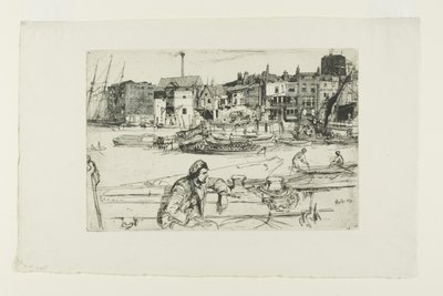 Black Lion Wharf, fra A Series of Sixteen Etchings of Scenes on Themsen ("Thames-settet") av James Abbott McNeill Whistler