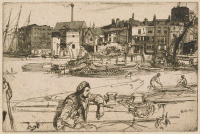 Black Lion Wharf, fra Thames-settet (en serie med seksten etsninger av scener på Themsen og andre emner) av James Abbott McNeill Whistler