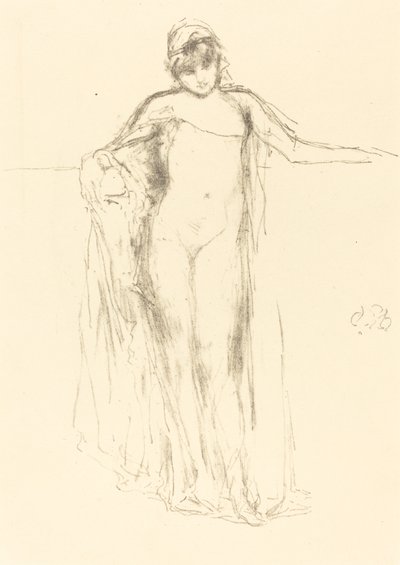 Drapert modell, stående av James Abbott McNeill Whistler