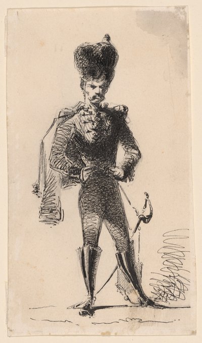 Hussar (recto) Mann med topphatt og bandasjert hode (verso) av James Abbott McNeill Whistler