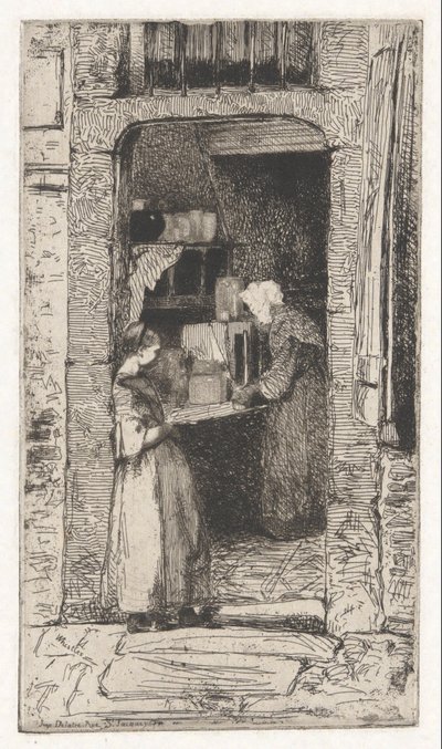 La Marchande de Moutarde (Sennepsselgeren), fra det franske settet (Douze Eaux-Fortes d av James Abbott McNeill Whistler