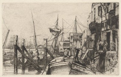 Limehouse, fra Themsen-serien (En serie på seksten etsninger med scener fra Themsen og andre motiver) av James McNeill Whistler