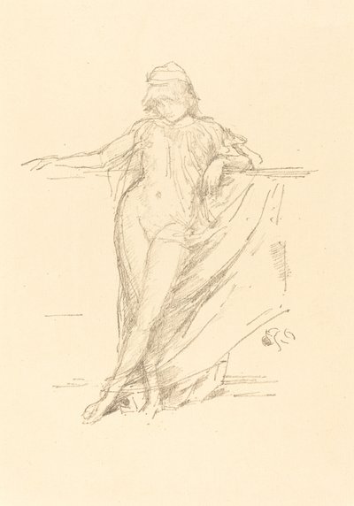 Liten drapert figur, skjev av James Abbott McNeill Whistler