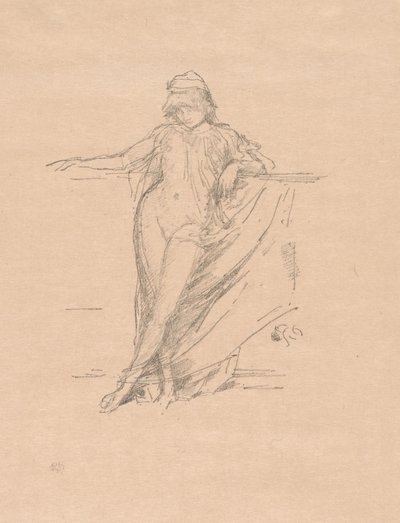 Liten drapert figur, skjev av James Abbott McNeill Whistler
