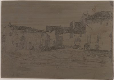 Liverdun. En av de <em>tolv etsningene fra naturen</em> av James Abbott McNeill Whistler