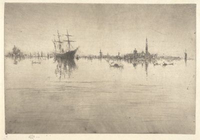 Nocturne, fra det første Venezia-settet (Venice, A Series of Twelve Etchings) av James Abbott McNeill Whistler