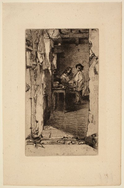 Fillplukkere, Quartier Mouffetard, Paris av James McNeill Whistler