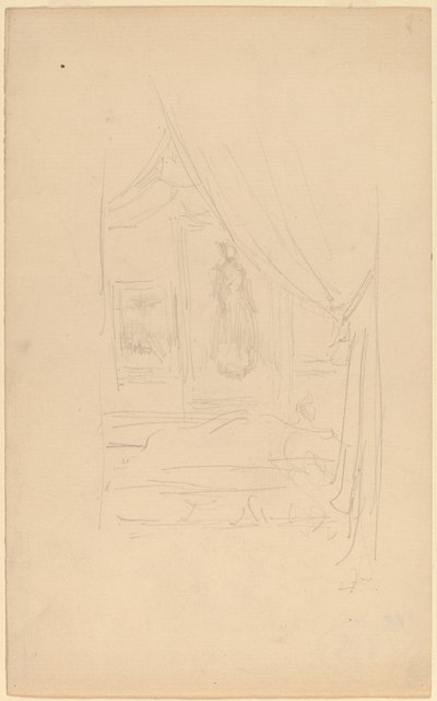 Skisse av Mrs. Godwins portrett når den ble hengt opp hos Society of British Artists av James Abbott McNeill Whistler