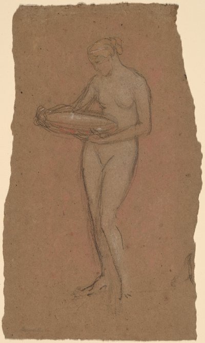 Stående naken kvinne holder en bolle [recto] av James Abbott McNeill Whistler