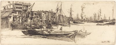Thames Warehouses av James Abbott McNeill Whistler
