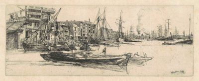 Thames Warehouses av James Abbott McNeill Whistler