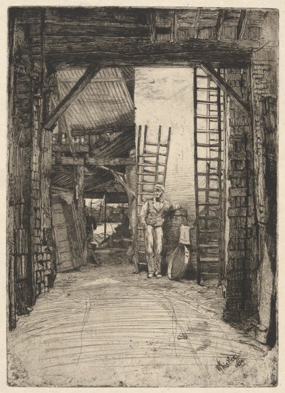 The Lime-Burner, fra Thames Set (En serie med seksten etsninger av scener på Themsen og andre emner) av James Abbott McNeill Whistler