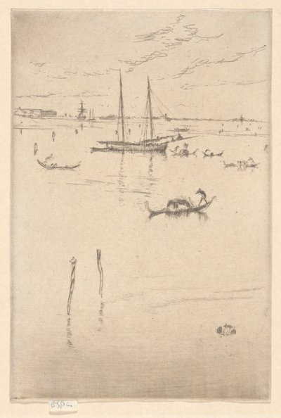 Den lille lagunen, fra det første Venezia-settet (Venezia, en serie med tolv etsninger) av James Abbott McNeill Whistler