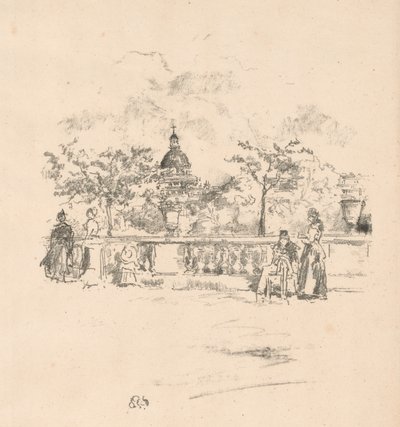 Pantheon, fra terrassen til Luxembourghagen av James Abbott McNeill Whistler