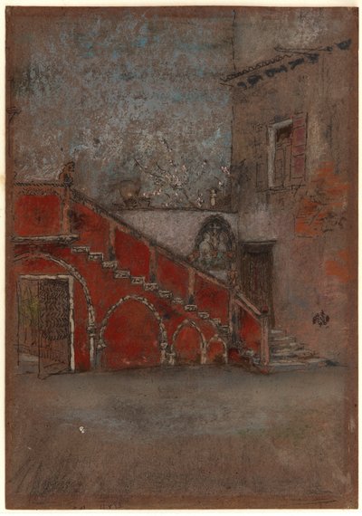 The Staircase: Note i rødt av James Abbott McNeill Whistler