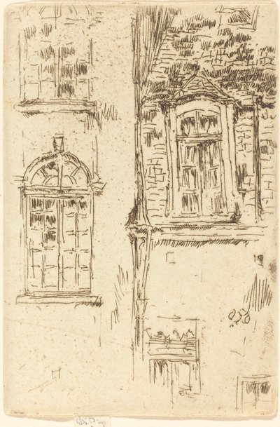Vinduer overfor hotellet, Bourges av James Abbott McNeill Whistler