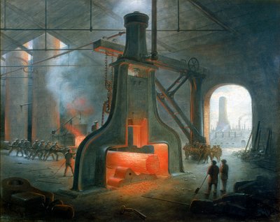 James Nasmyths damphammer reist i støperiet hans nær Manchester i 1832 av James Nasmyth
