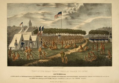 Utsikt over den store traktaten holdt på Prairie du Chien, september 1825 av James Otto Lewis
